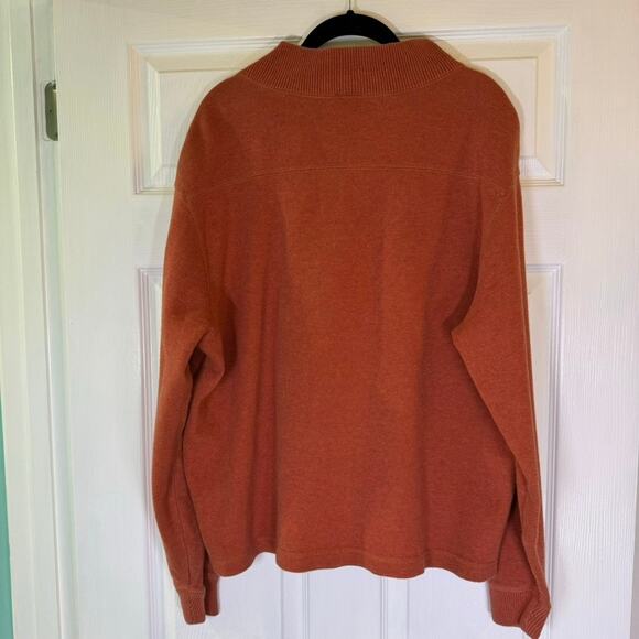 Jos. A. Bank Rust Brown 1/4 Zip Cotton Pullover Sweater Men Large Casual Classic - Picture 3 of 6